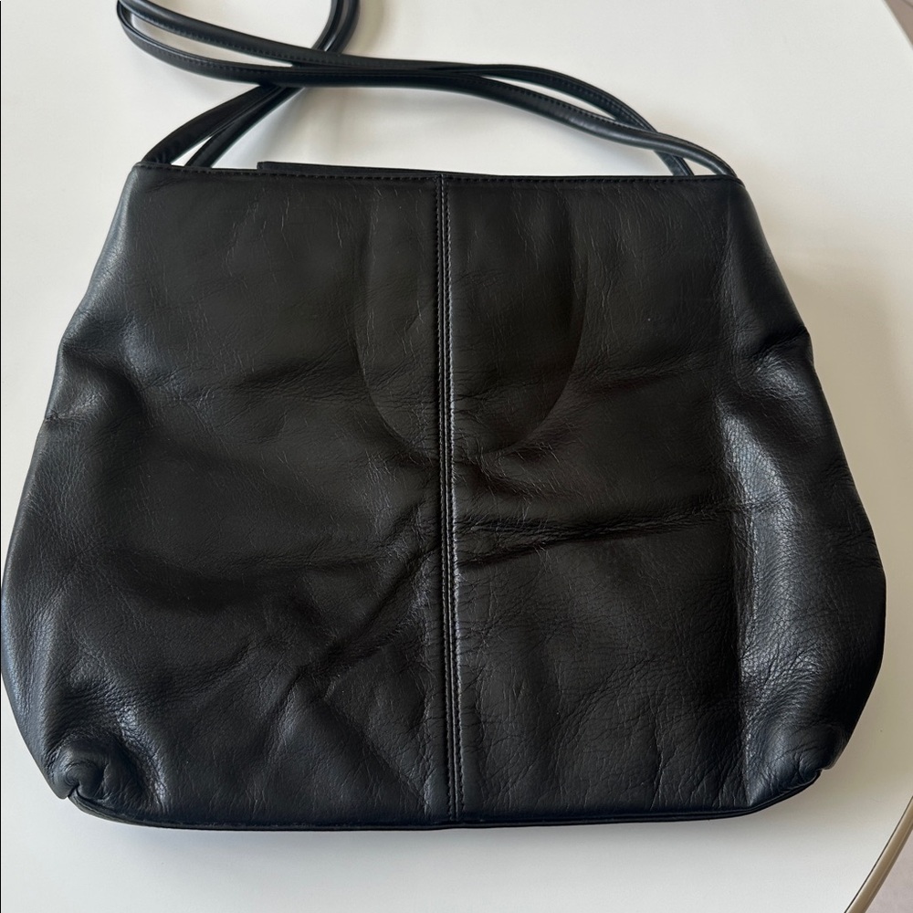 EUC Enzo Angiolini Black Leather Shoulder Bag with double straps - Picture 4 of 4